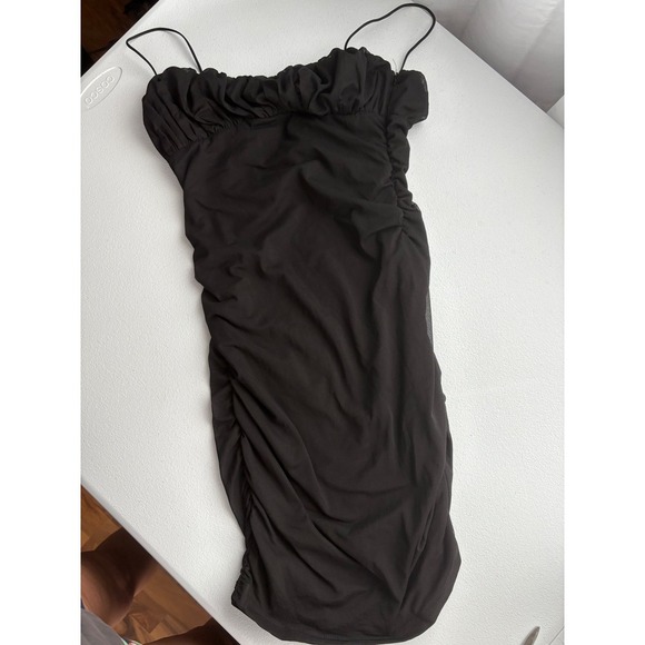 Princess Polly Bodycon Mini Dress Ruched Black Party Cocktail US 10 - Picture 1 of 5